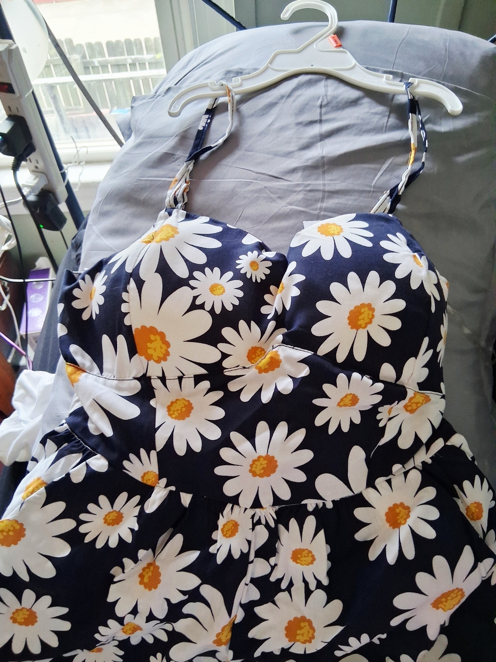 Absolutely Navy Floral Daisy Sundress with Yellow Centers